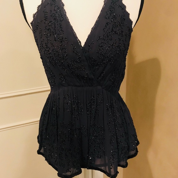 Beaded chiffon Free People blouse - Picture 1 of 6